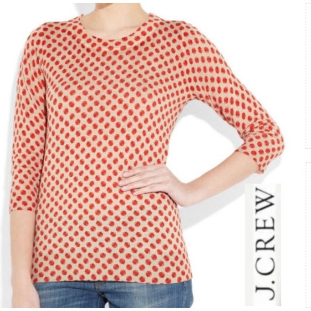 J. Crew Tippi Apple Merino Wool Sweater Crew Neck 3/4 Sleeve Medium Chic Preppy
